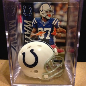 Indianapolis Colts Reggie Wayne Mini Helmet Shadowbox w/ card