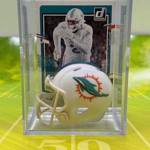 Miami Dolphins Mini Helm Shadowbox mit Bradley Chubb Karte