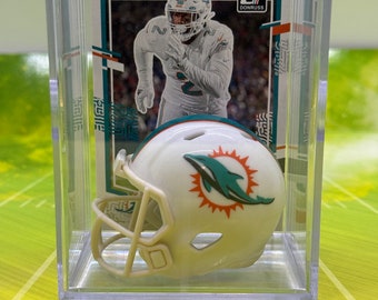 Miami Dolphins Mini Helmet Shadowbox w/ Bradley Chubb card