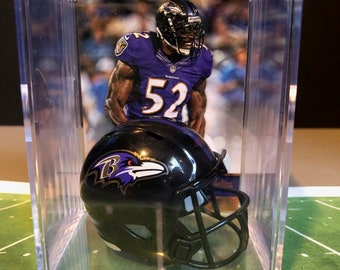 Baltimore Ravens Ray Lewis Mini Helmet Shadowbox w/ card