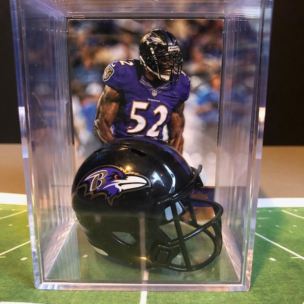 Baltimore Ravens Ray Lewis Mini Helmet Shadowbox w/ card
