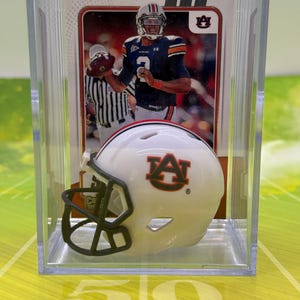 Kask futbolowy Auburn Tigers NCAA Players Mini Shadowbox z kartą