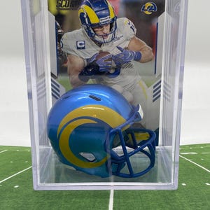 Novo Los Angeles Rams Cooper Kupp Mini Capacete Shadowbox com cartão