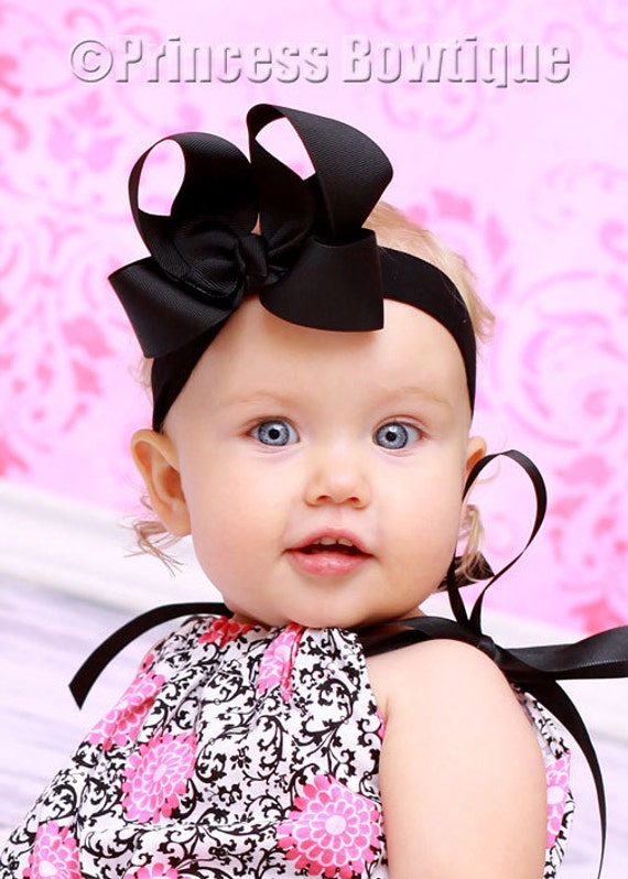 baby girl black bow headband