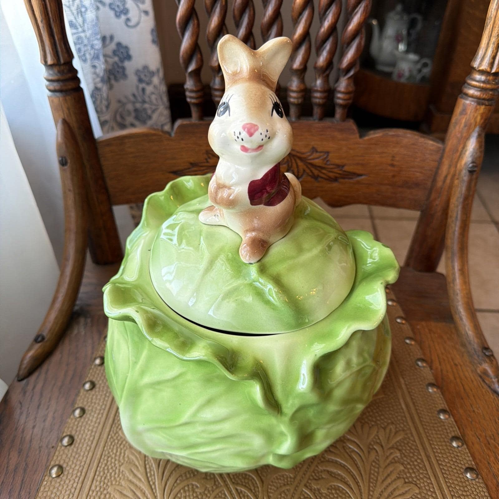 Bunny Rabbit on a Head of Lettuce Cabbage Cookie Jar | #535023005