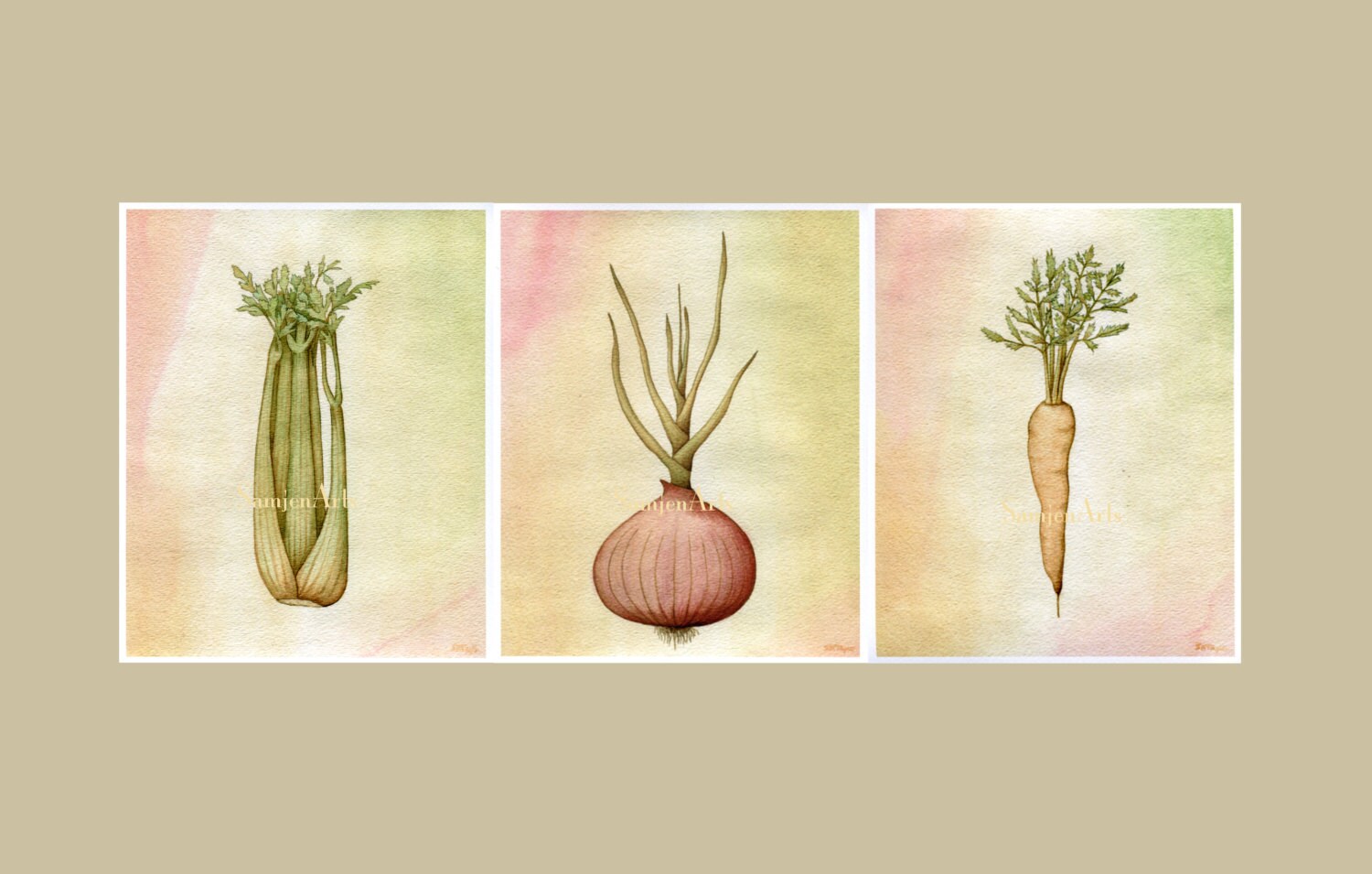 Celery Onion Carrot Mirepoix Vegetable Trio French Etsy New Zealand