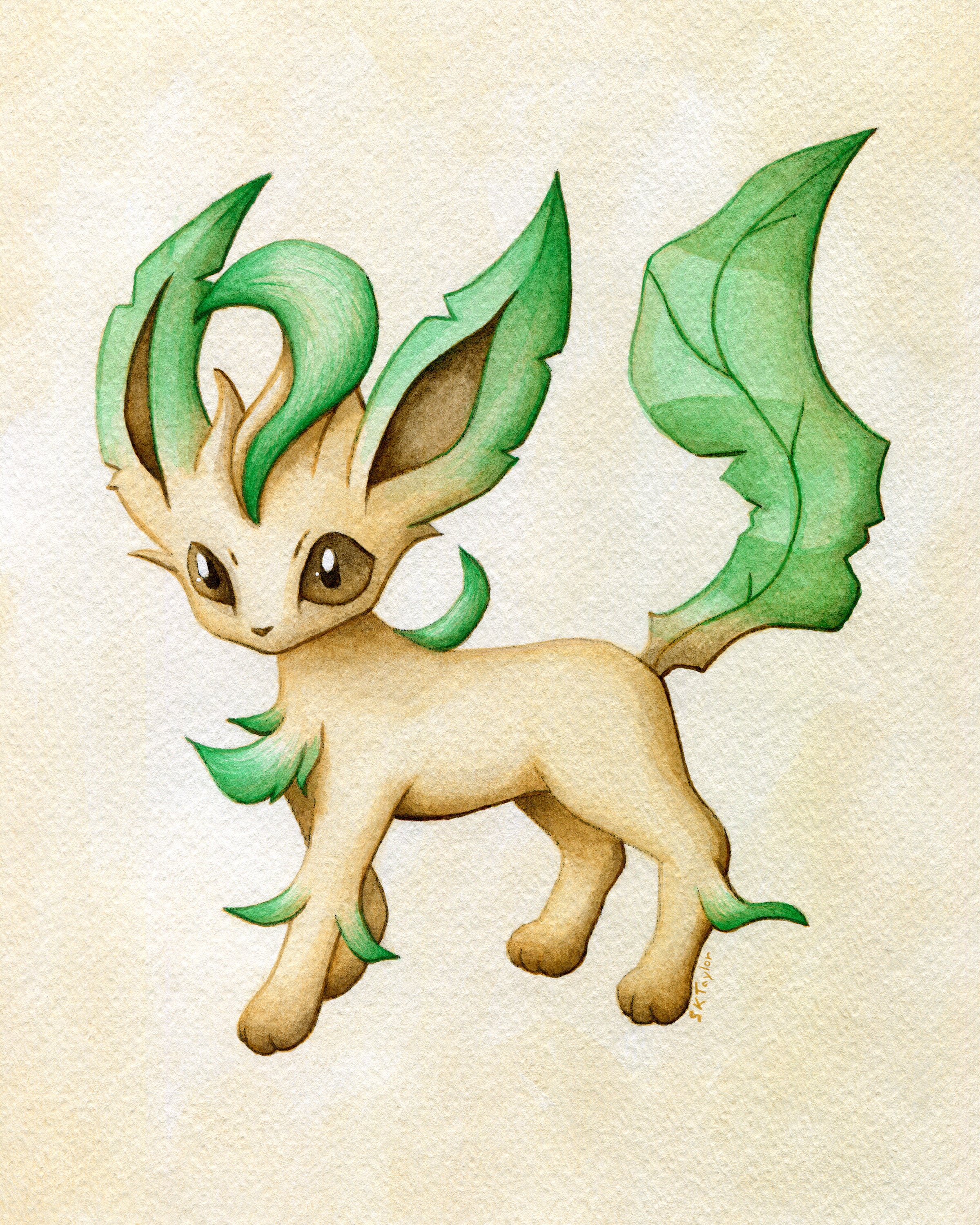 COMO DESENHAR O POKÉMON LEAFEON  HOW TO DRAW POKÉMON LEAFEON 