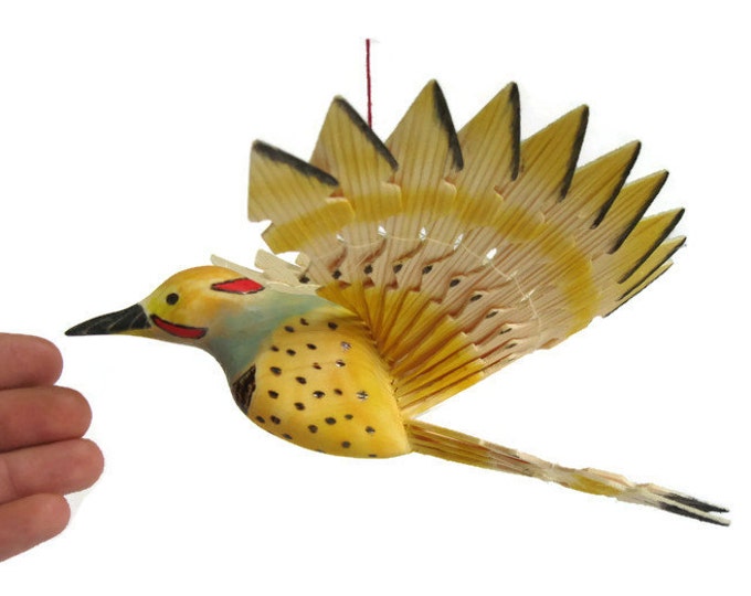 Wooden Fan Bird Carving Hand Carved Northern Flicker Wildlife Etsy