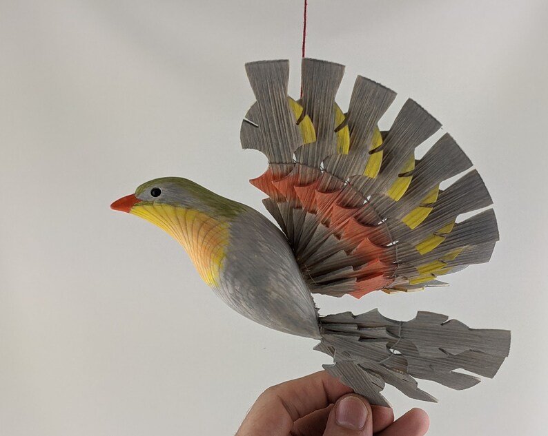 Pekin Robin Bird Wood Carving Fan Bird Folk Craft Handcarved Etsy