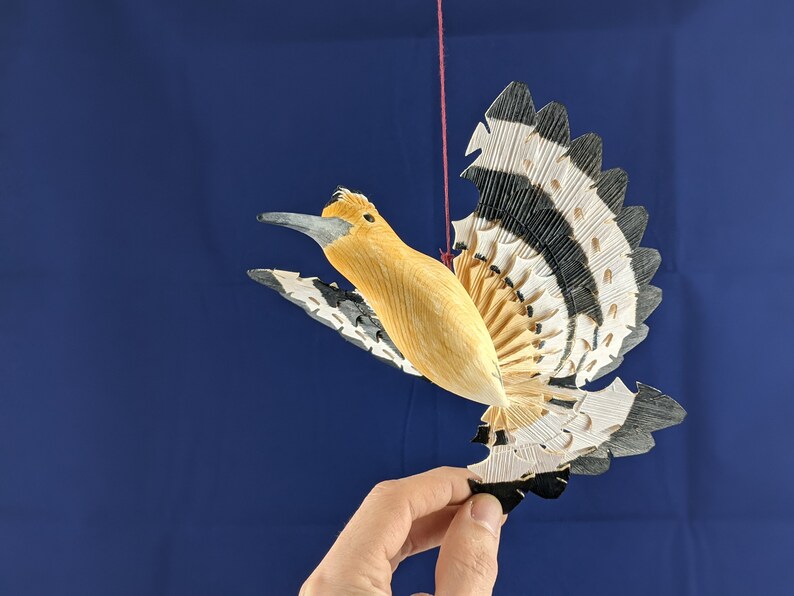 Bird Mobile Wood Carving Hand Carved Hoopoe Fan Bird Hanging Etsy