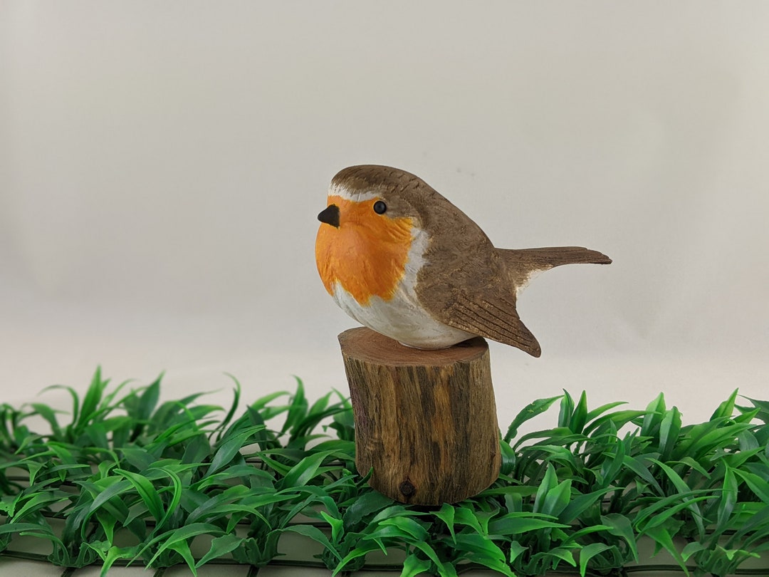 Handmade European Robin Wood Carving: Songbird Sculpture - Etsy
