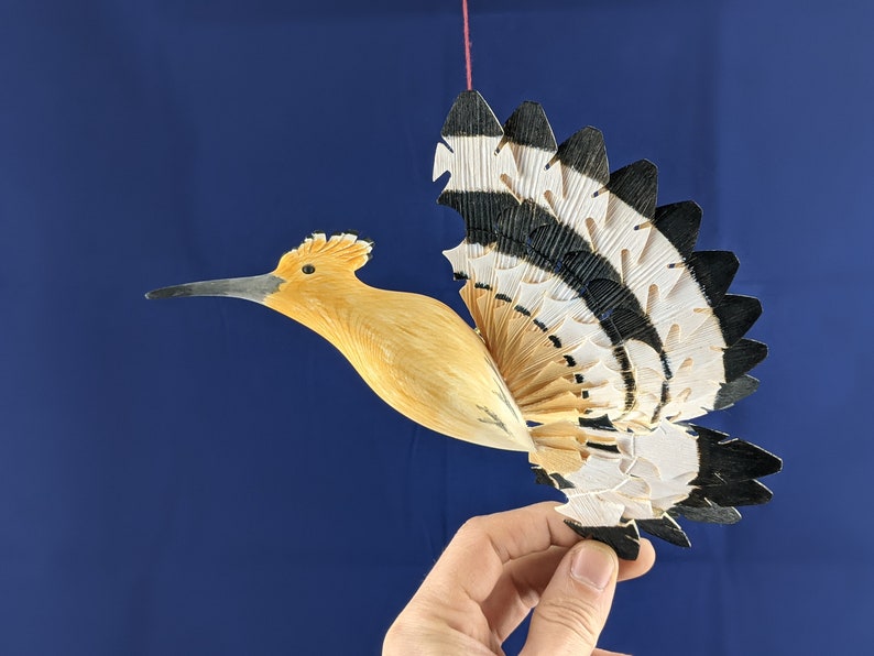Bird Mobile Wood Carving Hand Carved Hoopoe Fan Bird Hanging Etsy