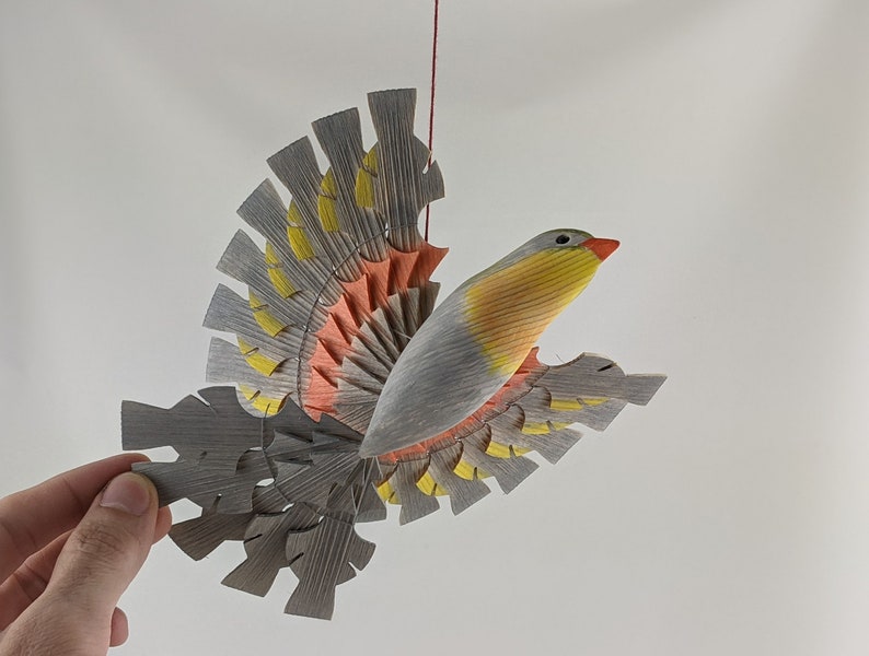 Pekin Robin Bird Wood Carving Fan Bird Folk Craft Handcarved Etsy