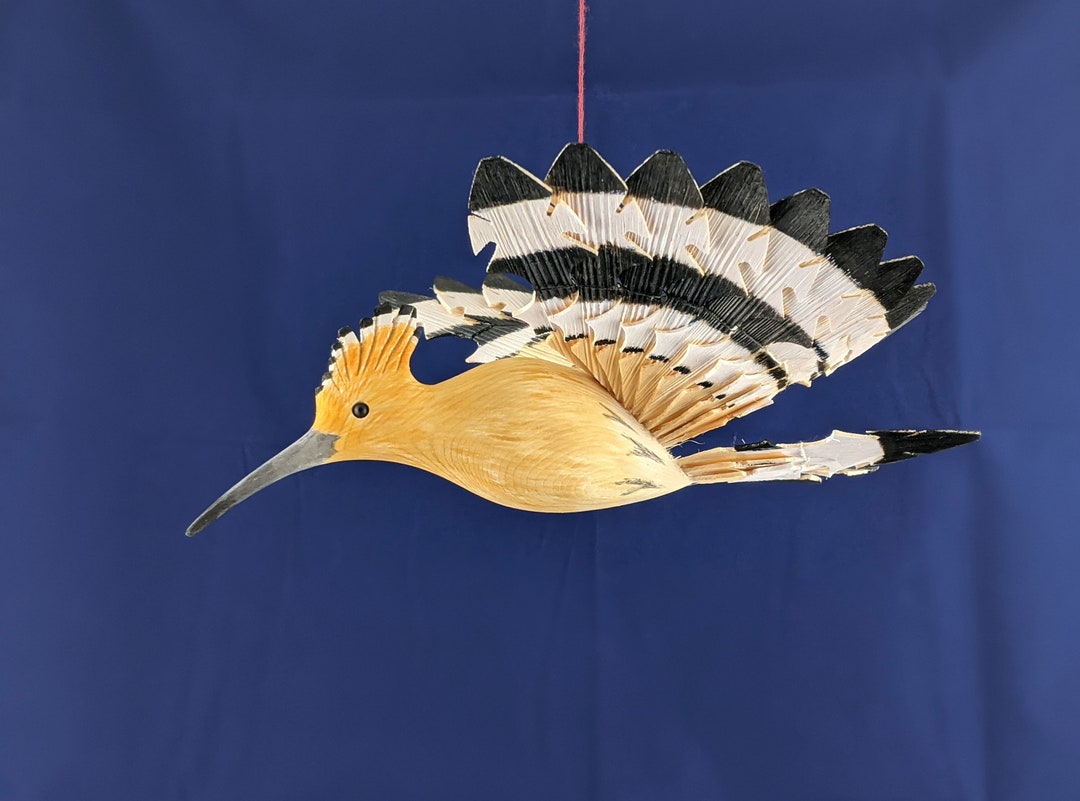 Bird Mobile Wood Carving Hand Carved Hoopoe Fan Bird Hanging Etsy