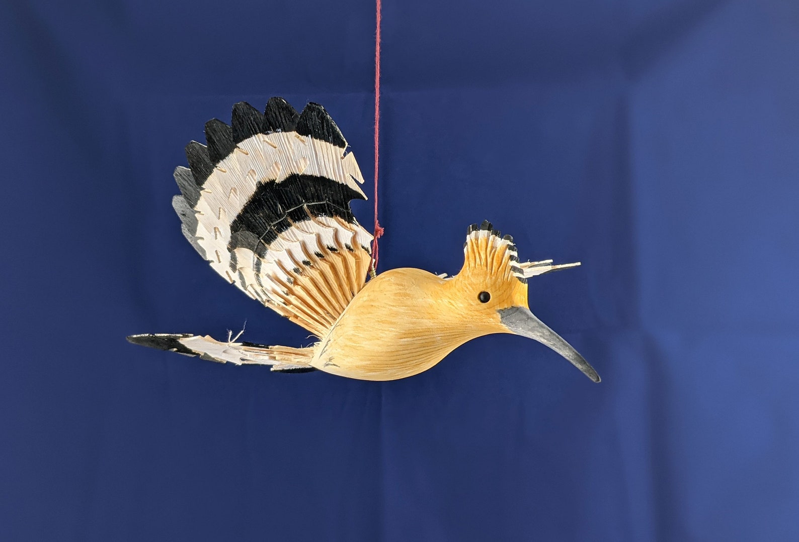 Bird Mobile Wood Carving Hand Carved Hoopoe Fan Bird Hanging Etsy