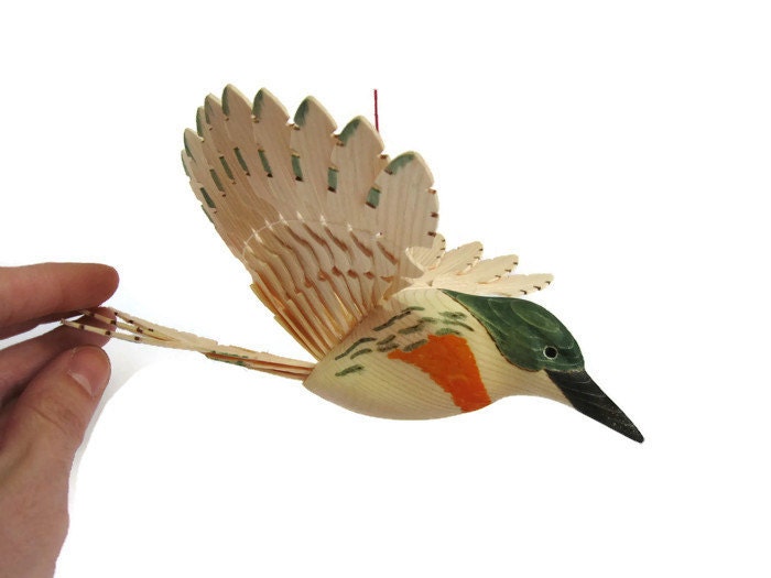 handmade amazon kingfisher hand carved bird woodland