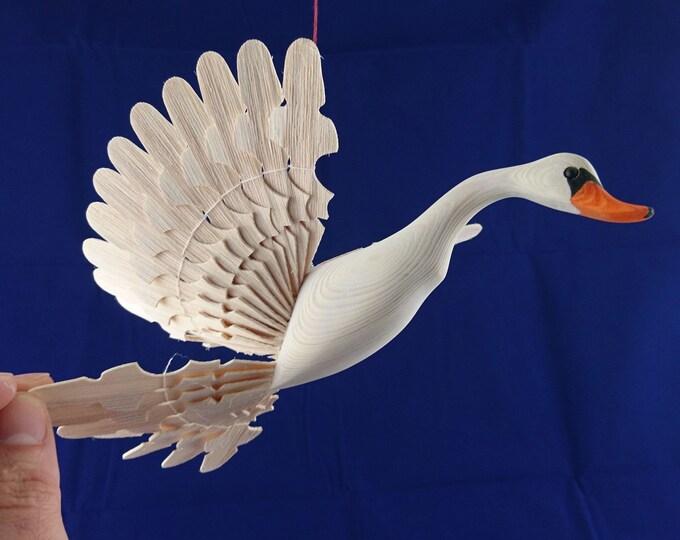 Wood Swan Fan Bird Carving Wedding Gift Lake House Decor 5th Etsy