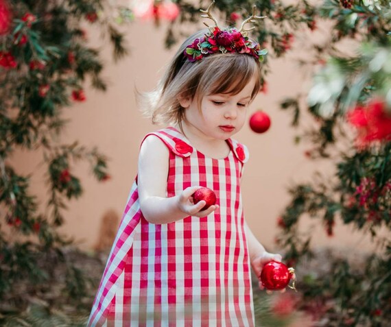 Red check dress baby girl deals