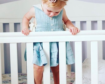 Linen Baby Pinafore Dress: Vintage Style Smock Tunic