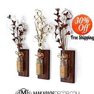 Rustic Wall Decor Rustic Candle Sconces Country Wall Etsy