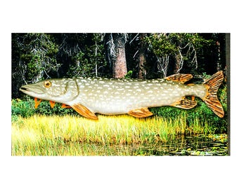 Imán de lucio del norte de madera hecho a mano y pintado