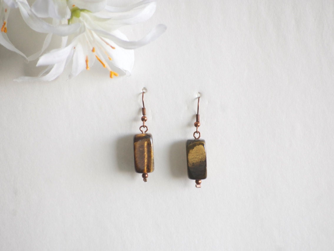 Tiger Eye Earrings Tiger Eye Jewelry Stone Earrings Natural - Etsy