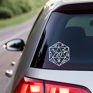 D20 Dice Permanent Vinyl Decal | Dungeons & Dragons Car Decal