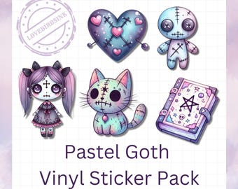 Pastel Goth Sticker Pack: Handmade Vinyl Halloween Decals