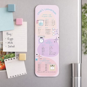 Cooking Conversion Bookmark Fridge Magnet Baking Measurement Guide Kitchen Reference Chart Recipe Helper Home Cook Gift