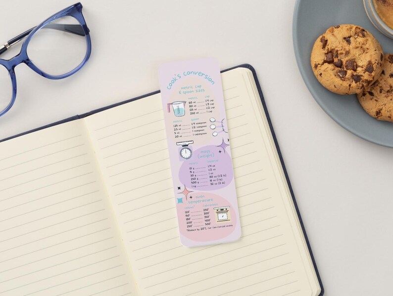 Pastel Pink Cooking Conversion Bookmark, Metric/imperial Guide - Etsy