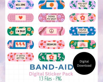 Band-Aid Motivation Stickers: Positive Affirmations PNG (Digital Download)