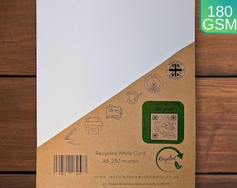 A5 Recycled White Craft Card 180gsm, 100 Sheets