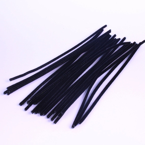 Black Pipe Cleaners Long Flexible Soft Craft Stems 30cm Pack of 25 