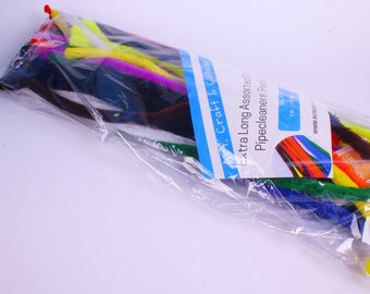 Giant Pipe Cleaners Extra Long Flexible Coloured Assorted Bright Colours  Pack of 50 