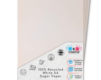 A4 White Sugar Paper 100% Recycled Drawing & Craft Paper for Schools Kids Art Classroom Projects
