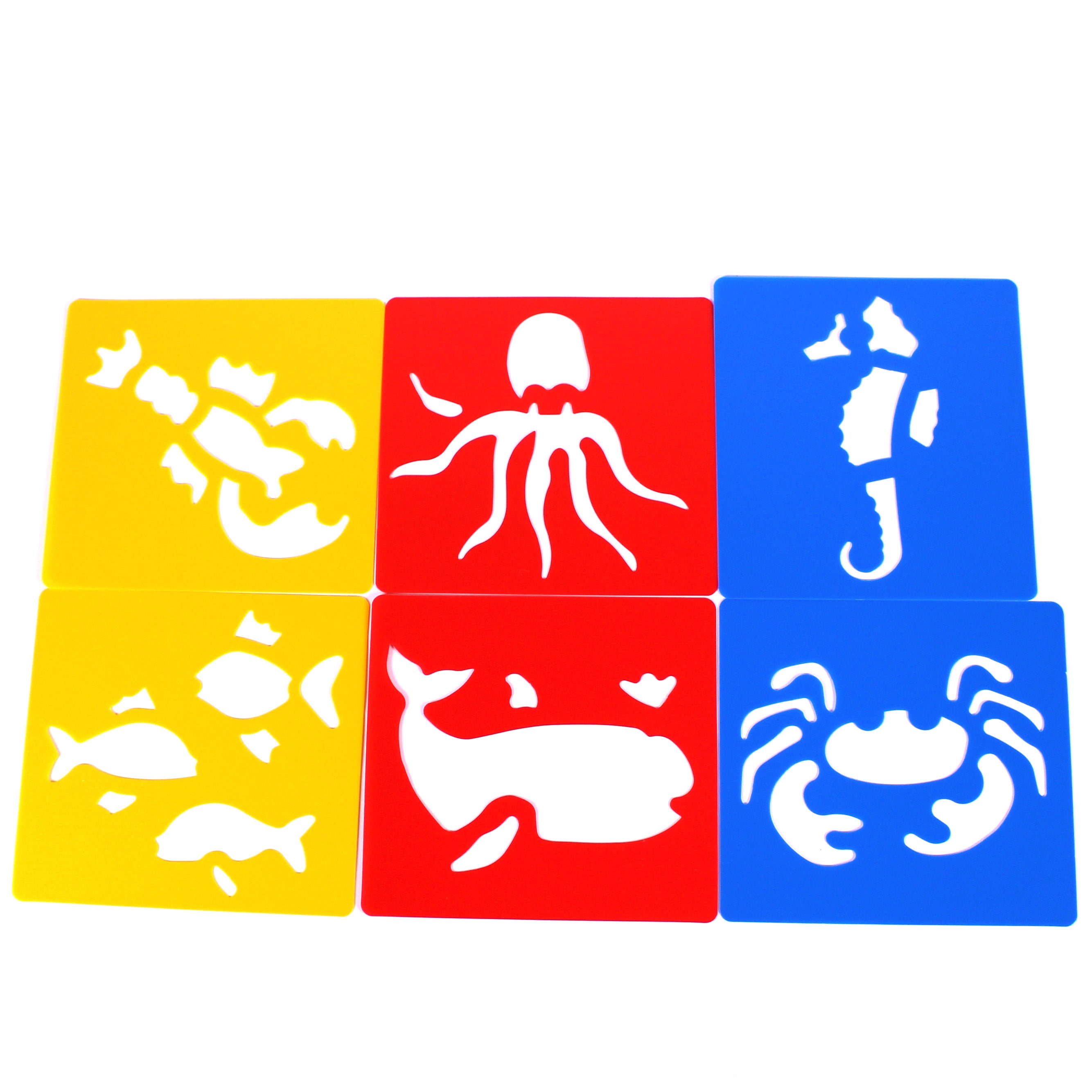 Plastic Sea Creature Art Stencils Set Kids Marine Life Animal Drawing Pack  of 6 