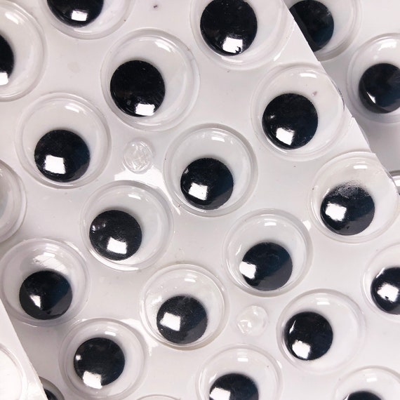 50 pack, 15mm googley googly wibbly wiggly wobbly craft eyes, self