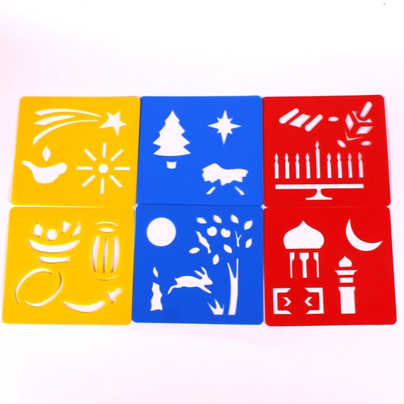 Plastic Jungle Animal Art Stencils Templates Set Kids Safari Drawing Pack of 6