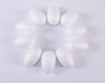 White Styrofoam Polystyrene Eggs 70mm for Kids Modelling & Crafts Pack of 10