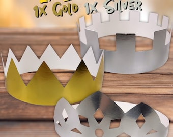 Metallic Crown Party Hats, DIY Craft Kit, 12 Pack.