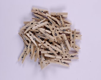 Mini Craft Wooden Clothes Pegs Natural Wood Pack of 50, 100 and 200