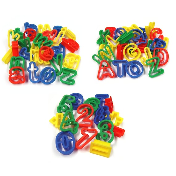 Plastic Alphabet & Number Symbol Dough Cutter Kids Baking Set of 67  Templates 