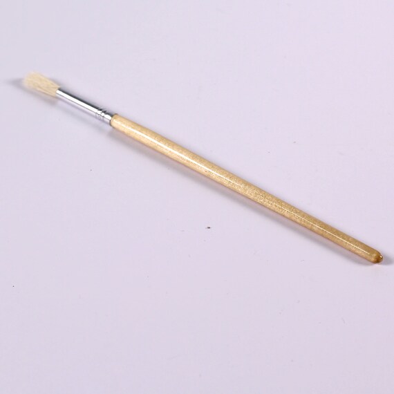 Short Handled Paint Brush Easy Hold Hog Bristle Round Tip