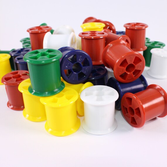 Plastic Coloured Empty Cotton Reels Spools for Kids Crafts & Modelling Materials 