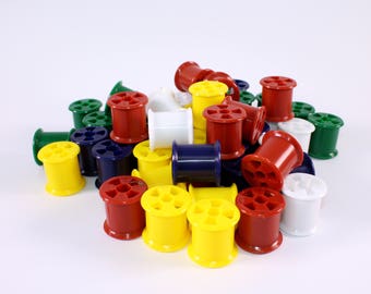 Plastic Coloured Empty Cotton Reels Spools for Kids Crafts & Modelling Materials