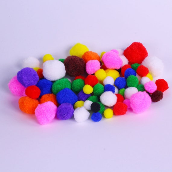 Pom Poms Crafts Bright Assorted Coloured Pompoms Pack of 100 or 300 