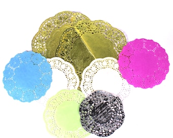 Metallic Shiny Foil and Coloured Paper Doilies Assorted Pack of 25