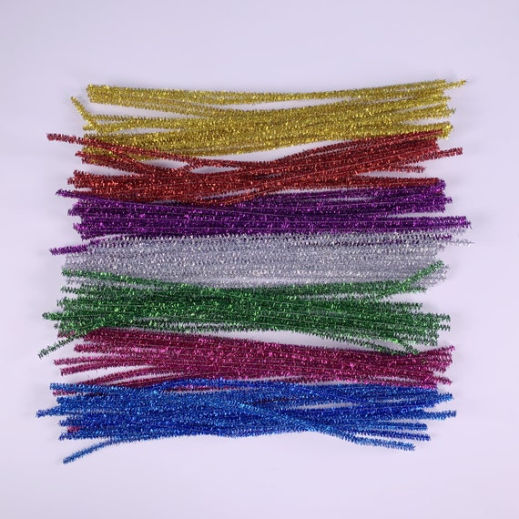 Pipe Cleaners Tinsel Multi Coloured Glitter Effect 100 Long Pack