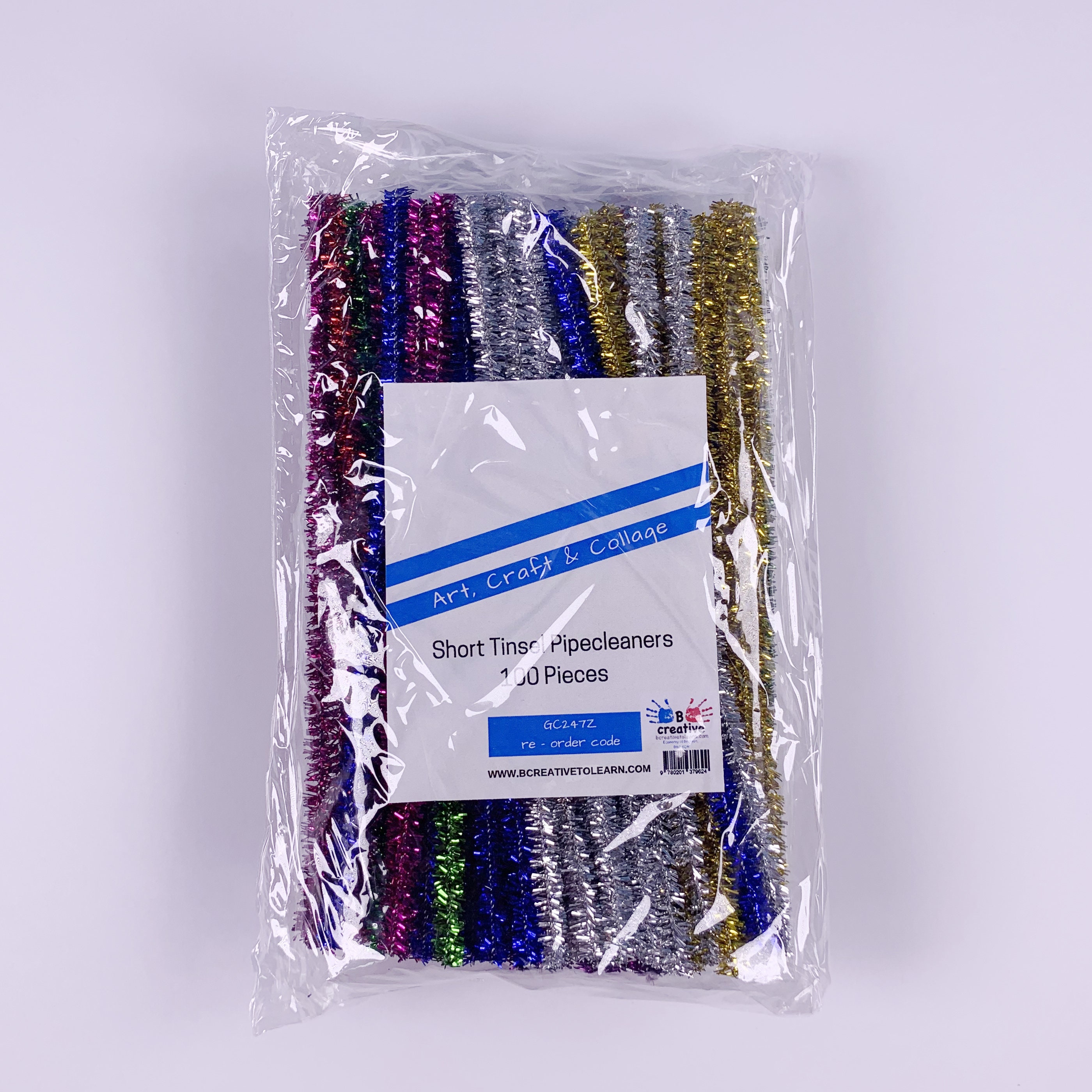 100 Gold and Silver Tinsel Pipe Cleaners for Crafts Stems 30cm x 6mm