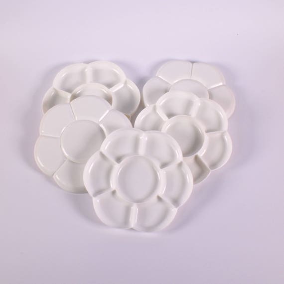 White Plastic Flower Shape Paint Palette Mixing Tray Kids Art Painting &  Mixing 